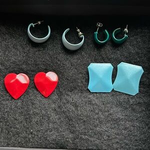 80’s Vintage Metal Earrings Lot Of 4 Pairs Of Earrings